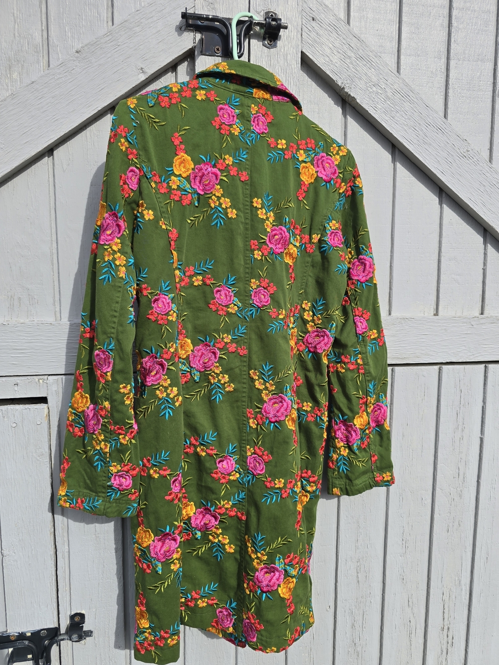 Johnny Was Olive Green Floral Embroidered Coat - Picture 2 of 3